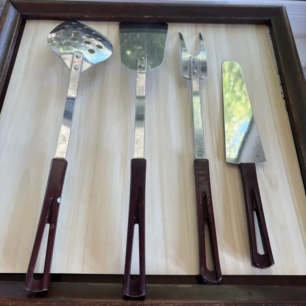 Vintage Stanhome Kitchen Utensil Set Bakelite Handles Stainless